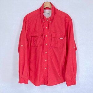ExOfficio Lightweight Roll Tab Sleeve Button Up Shirt Vented Size Large